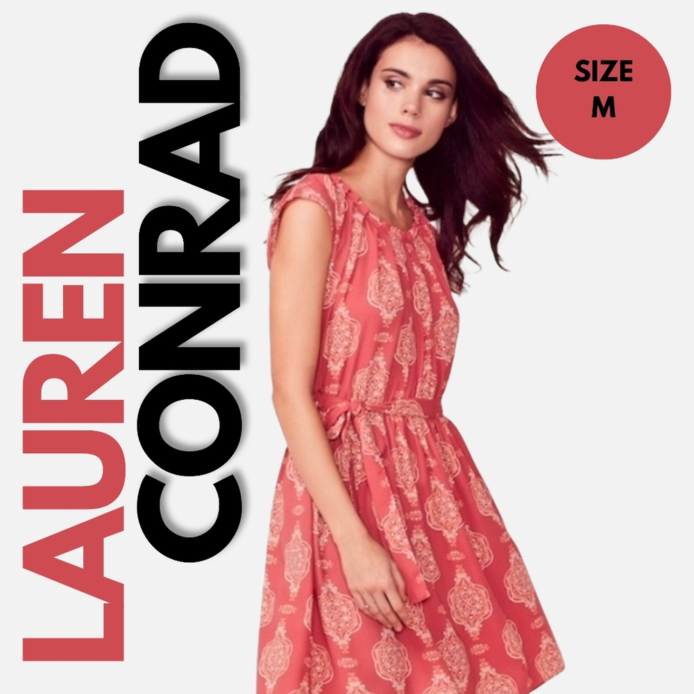 LC Lauren Conrad Paisley Print Pleated Dress Size M